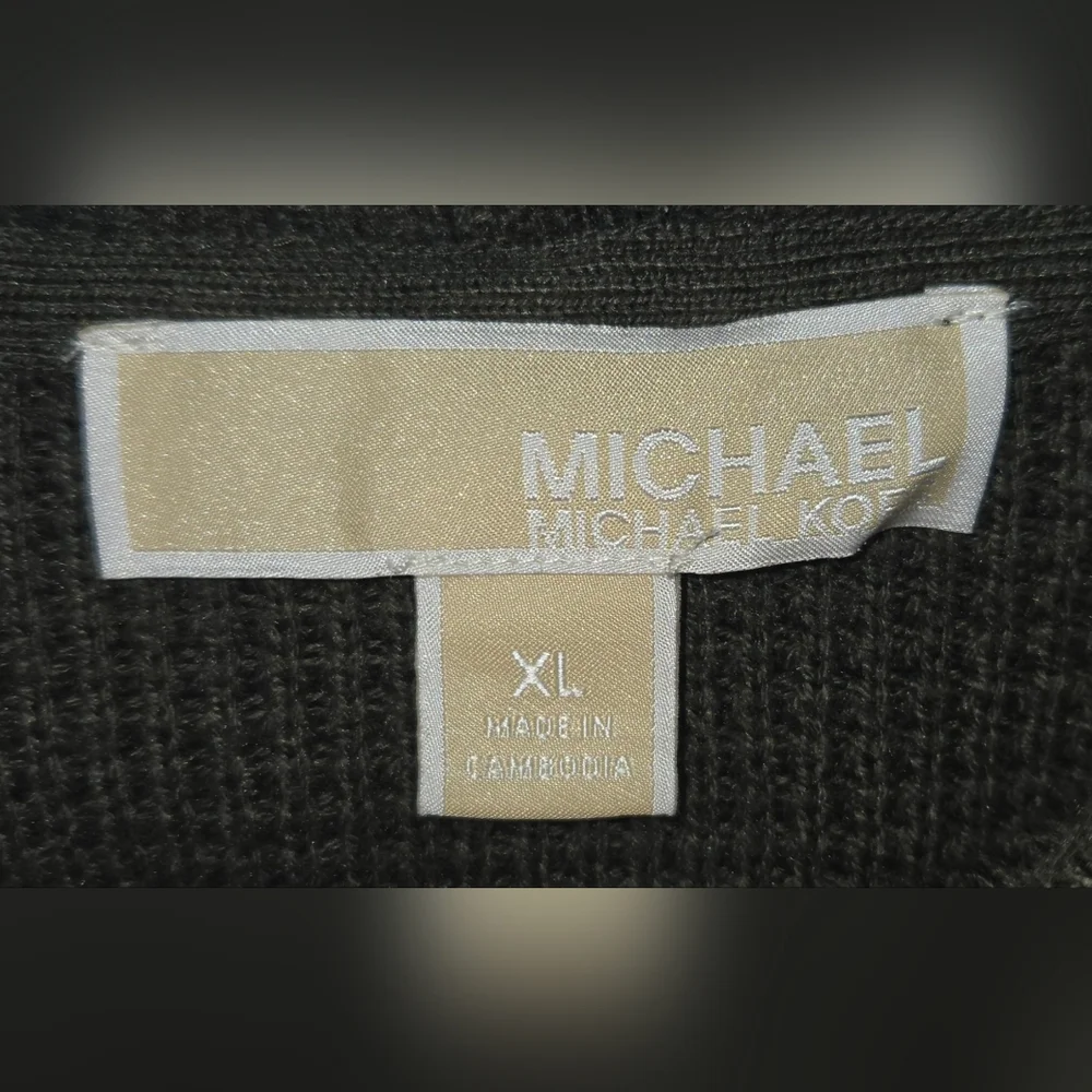 Michael Kors Waffle Weave Pullover Long Sleeve Olive Green Hoodie Sz XL